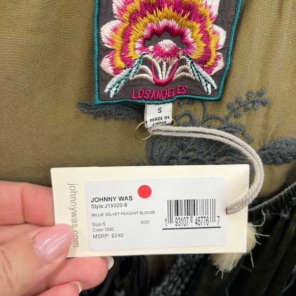 Johnny Was Millie Velvet Peasant Blouse - Picture 7 of 7